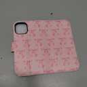 DEENAKIN for iPhone 15 Wallet Case, Card Slots Holder + Cash Clip Cute Pink Bow