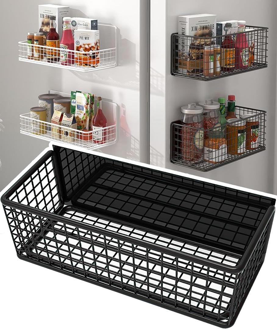 Buyyyit Magnetic Basket Magnetic Fridge Organizer Magnetic Pencil Holder Whiteboard Accessories Home Kitchen Organization (Black-High)