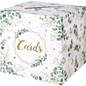 Gatherfun Sage Greenery Bridal Shower Card Box and Baptism Envelope Box for Wedding Gift, Baby or Bridal Shower Party Favors Decorations