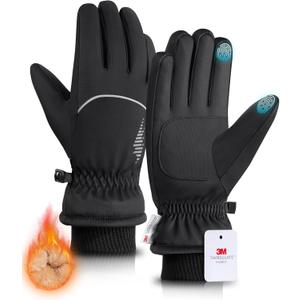 Rivmount Winter Gloves with Waterproof/Touchscreen/Warm, Thermal Snow Glove for Cold Weather Running, Ski, Cycling, Women Men (Small, Peat Black)