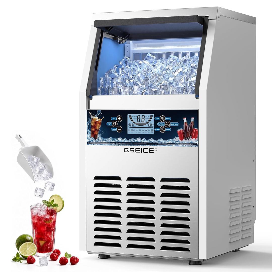 GSEICE Ice Maker Machine 80lbs/24H with 12lbs Ice Storage Capacity | 32Pcs Clear Ice Cubes Ready in 10mins, Ice Makers Countertop with LED Display, 24H Timer, Self-Cleaning, ETL
