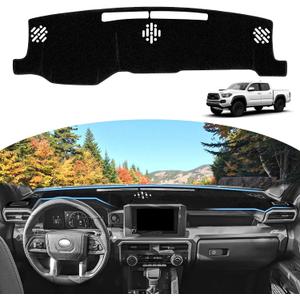 Dash Cover for 2024 2025 2026 Toyota Tacoma Dashboard Cover Mat, Sunshade Non-Slip Center Console Sunshield Protector Mat Pad (Black Trim)