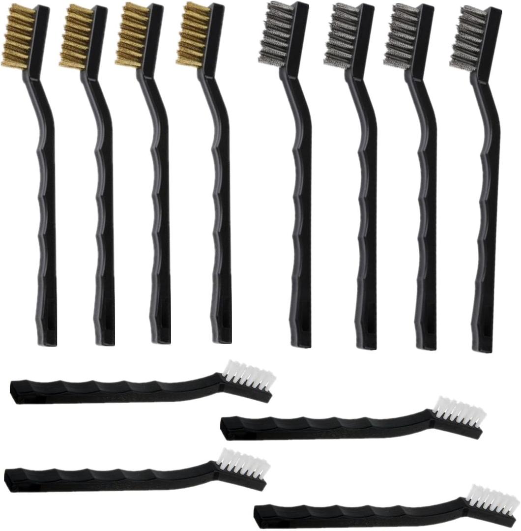 12 Pack Cleaning Brush Set,All Purpose Cleaning Brushes,Including 4 Nylon Brushes,4 Brass Brushes,4 Stainless Steel Brushes