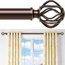 Bronze Curtain Rods for Windows 28-48Inch(2.3-4ft), Heavy Duty 1 Inch Adjustable Curtain Rod, Decorative Window Rods for Small Windows, Bedroom, Kitchen & Dining Room