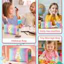 Christmas Gifts for Grandkids, Birthday Gifts for 4 5 6 7 8 9 10 11 12 Year Old Girl, Initial Makeup Toiletry Bag, Stocking Stuffers for Kids, Kindergarten Graduation Gifts, Cute Trendy Stuff (Small)