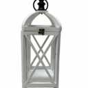 HD Designs  Metal & Wood Lantern - White - 17 in