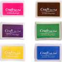 6 Pcs Craft Ink Pad, Washable Ink Pads Multicolor Ink Pads for Rubber Stamps, Paper, Scrapbooking, Wood Fabric, 6 Unique Pure Colors