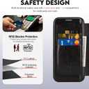 for iPhone 16 Pro Wallet Case with Stand,PU Leather Flip Credit Card Holder Slots (RFID Blocking),Compatible with Magsafe Magnetic Holder Phone Cover Women Men,Black