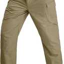 Men's Tactical Pants, Water Resistant Ripstop Military Pants, Work Hiking Pants with 9 Pockets, Khaki XL