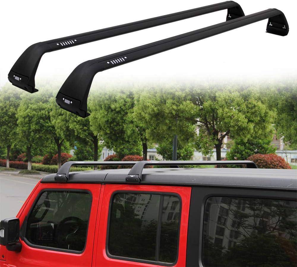 Black Luggage Roof Rack Fit for 2007-2026 Jeep Wrangler JK JL Gladiator JT 2&4 Door Cross Bars