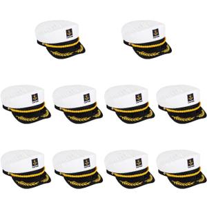 VALICLUD 10PCS Captain Yacht Hat Sailor Hat Embroidered Hats Adjustable Captain Cap, 10.22X7.86X3.54in