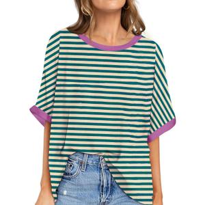 UEU Women Oversized T-Shirt Summer Casual Loose Fit Short Sleeve Basic Tops Workout Gym Tee Shirt (Blue, S)