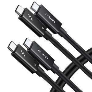 IVANKY Thunderbolt 4 Cable 2Pack, Intel Thunderbolt Certified USB-C to USB-C Cord, Support 240W Charging/8K Display/40Gbps, USB C Thunderbolt Cable 4/3 for iPhone 16/15, MacBook, iPad - 2.3FT+4.9FT