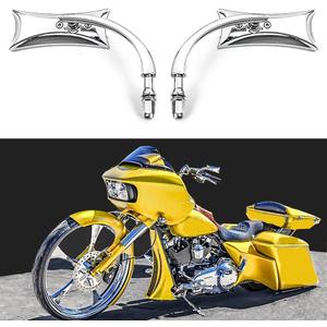 Motorcycle Mirrors Chrome, M10 Motorbike Rear View Mirror Side Accessories Irregular Shape Compatible with Harley Sportster Custom Iron 883 Road King Street Softail and Electra Glide
