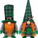St Patrick's Day Gnomes Plush Decoration, 2 Pack different Green Grid Hats with Shamrock ,Faceless Elderly Irish Festival Lucky Hanging Ornaments, Saint Patrick's Day Irish home and office Decor