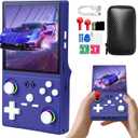 XF40V Retro Handheld Game Console, Retro Gaming Console 4.0'' IPS Screen Linux System Built-in 64G TF Card, Open Source Linux System, Preloaded 20000+ Classic Games, Portable Video Gaming (Purple-64G)