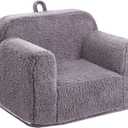 Kids Snuggly-Soft Sherpa Chair, Cuddly Toddler Foam Chair for Boys and Girls, Grey