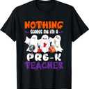 Nothing Scares Me I'm A Pre-K Teacher Halloween Ghosts T-Shirt, Size: S