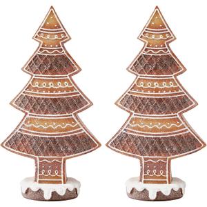 WDS WONDROUS Gingerbread Christmas Tree Collectible Figurines Christmas Decorations, Set of 2 Gingerbread Xmas Trees Decor Party Decoration Gift for Table Centerpiece Desktop