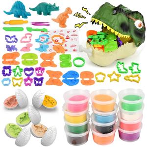 Dough Play Sets for Kids 2-4, Dinosaur Noodle Maker Toy, Toddler Play Clay Kit with Dinosaur Model Eggs, Arts and Crafts Tools Gift for 3 4 5 6 7 8 Year Old Girls Boys (Dinosaur Head)