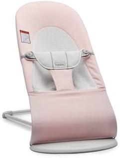 BabyBjörn Bouncer Balance Soft, Woven/Jersey, Light Pink/Grey | 2-in-1 Adjustable Baby Bouncer Seat and Toddler Chair, Newborn to Toddler (8-29 lbs), 4 Positions, Lightweight & Portable