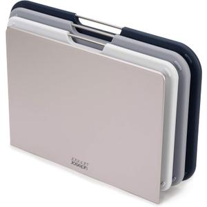 Joseph Joseph Nest 3 Piece Color Coded Cutting Board Set With Storage Stand, Regular - Grey/Blue (8.7"L x 2.6"W, Gray)
