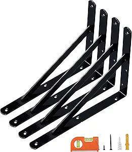 4-Pack 12 Inch Heavy Duty Shelf Brackets, Large Wall Bracket for Garage