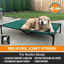 K&H Outdoor Elevated Dog Bed - Cooling Raised Dog Bed for Small & Medium Pets, Breathable Mesh Hammock Design, Indoor/Outdoor Washable Cover, Portable Metal Frame, Green, Medium 32x25in