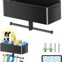 Dog Leash Holder for Wall, Dog Leash Hooks, Wall Mounted Leashes Hangers, Dog Storage Organizer, Key Holder with Storage Shelf, Pet Stuff Organizer for Pet Toys, Collar, Treats, Poop Bag (Black)