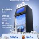 VEVOR Commercial Ice Maker Machine, 120 lbs/24h with 16-30 lbs Storage Capacity, Built-in/Freestanding/Under Counter, Stainless Steel Ice Maker with LED Display & Self-Cleaning, Home Bar Restaurant