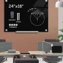 Mifuro Magnetic Glass Whiteboard24"x18" Wall Mounted Frameless Dry Erase Board for Office, Home & School Black