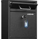 Uniclife Wall Mount Mailbox for Outside, Heavy Duty Locking Mailbox, Small Mailbox with Key Lock, Security Mail Box, Safe Key Drop Box, Post Box, Steel Cash Drop Box for Home Office School, Black