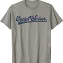 Social Worker Cute Vintage Graphic Social Work T-Shirt (Gray, S)