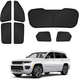 Sunshades for 2021-2025 2026 Jeep Grand Cherokee L Accessories Sun Shade Side Rear Window Shade Cover Sun Visor Shield Privacy Protection for Camping Keep Vehicle Cool Black 7PCS