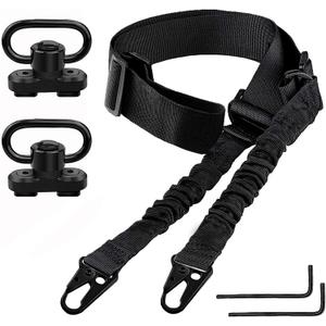 Bengor Two Point Traditional Sling with Attachments Mounts, Adjustable Extra Long Rifle Sling for Rifle with 2 Pack 1.25" QD Swivel Mounts for M-Rail