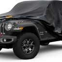 Kayme 7 Layers Car Cover Custom Fit for Jeep Wrangler 4 Dr/Unlimited 4 Door JK JL, Waterproof All Weather for Automobiles, Outdoor Full Cover Rain Sun UV Protection.Black