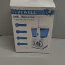 TUREWELL Water Flossing Oral Irrigator, 600ML Dental Cleaner 10 Adjustable Pressure, Electric Oral Flosser for Teeth/Braces, 8 Replacement Jet Tips for Family (White)