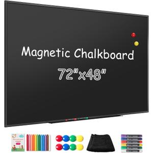SELEAD Magnetic Chalkboard 72 x 48 Inches - Black Aluminum Frame Extra Large Chalk Board Words Sign Wall Decor for Business, Menu, School, Office - 6 x 4ft Magnet Bulletin Display Board Pizarra