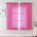 OVZME Sheer Curtains 63 inch Length 2 Panels Set for Bedroom Living Room, Elegant Light Filtering Sheer Curtains, Soft Airy Dual Rod Pocket Window Drapes, Each 42W x 63L Inches, Hot Pink