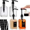 BIGIVACA 4 Pack Coffee Syrup Dispenser 16 oz,Clear Glass Syrup Bottle with 1/4oz Capacity Pump,Syrup Dispenser for Coffee Bar with Plastic Pump