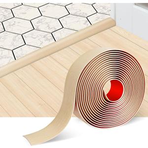 Floor Transition Strip Self Adhesive Floor Cover Strips Laminate 3" Wide Vinyl Flat Divider Transitions Elegant Wood Grain Design (7.6cm, 3.3Ft, Beige)