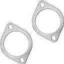 povtii 2 PCS Car Exhaust Gasket, 3.0"×4.3" Stainless Steel High-Temp Resistant Exhaust Gasket Replacement, 2-Bolt Standard Oval Exhaust Flange Gasket for Axleback, Car Accessories (3 Inch)