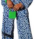 kaimimei Casual 2 Piece Outfit for Women - Linen Long Sleeve Button Down Shirt + Flare Pleated Wide Leg Pants Sets Streetwear (Large, Blue Floral)