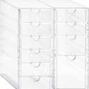 Prsildan Acrylic Drawer Makeup Organizer with 10 Drawers, Set of 2 Office Desk Organizers Accessories, Clear Stackable Storage Drawers for Vanity, Countertop, Craft, Jewelry, Art Supply Organization