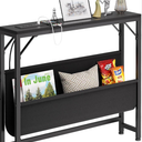 31.5'' Small Console Table with Charging Station and Storage, Entryway Table Narrow with Power Outlets and USB Ports, Skinny Sofa Table, for Living Room, Foyer, Entryway, Hallway, Black