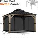 COWVIE Gazebo Replacement Mesh Netting, Durable Polyester Screen - 10'x12' Size, 4-Panel Sidewalls with Double Zippers for Patio & Outdoor (Netting Only)