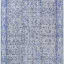Superior Indoor Runner Rug for Living Room, Bedroom, Kitchen/Dining, Office, Unique, Cotton Backed Rugs, Boho Distressed Floral Home Floor Decor, Athena Collection, 2' 6" x 7' 6", Baby Blue