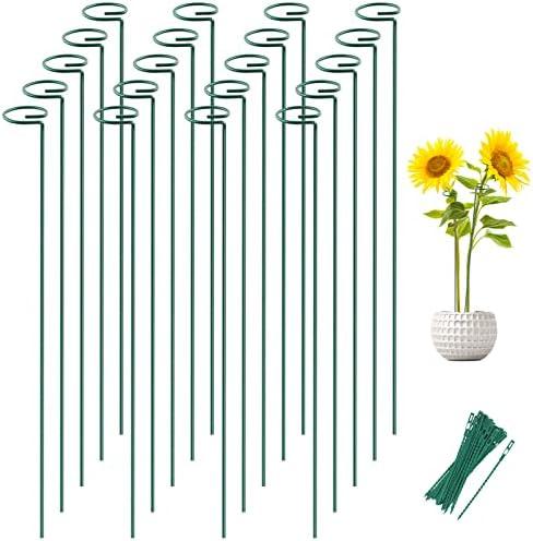 Joyhalo 20 Pack Plant Support Stakes 36 Inches, Plant Stakes, Flower Stakes with 24 Twist Ties, Garden Sticks for Plants Hibiscus, Sunflower, Red Hot Poker, Hydrangea, Tomato, Sapling Etc.