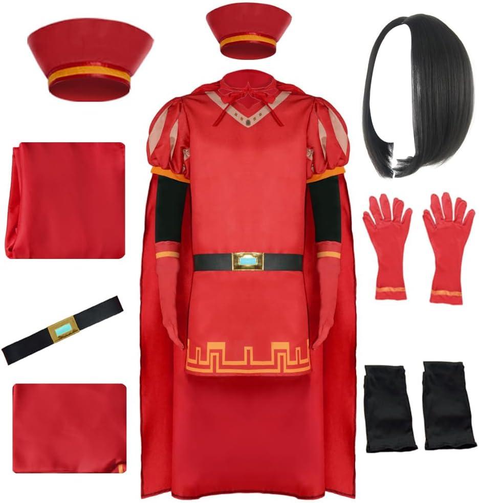 Anime Costume Cosplay Outfit Cloak Cap Suit with Wig (Large, Red)