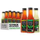 Pure Leaf Iced Tea, Unsweetened 3 Flavor Variety Pack, Zero Sugar & Zero Calories, 18.5 Fl Oz Bottles (Pack of 12) (BBD: 12/01/2026)